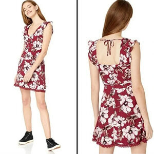 Jack by BB Dakota burgundy flower moves mini dress